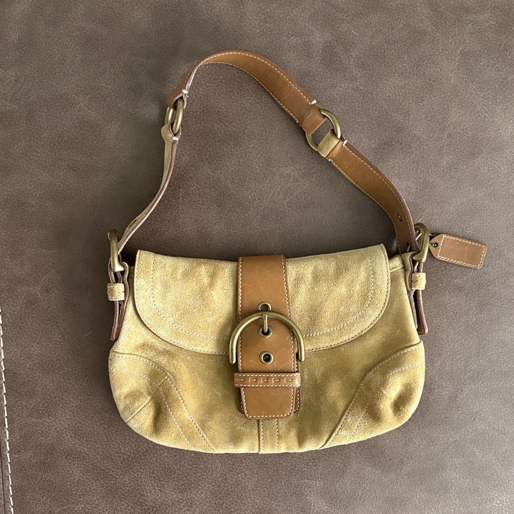 Coach Tan and Brown Shoulder Bag